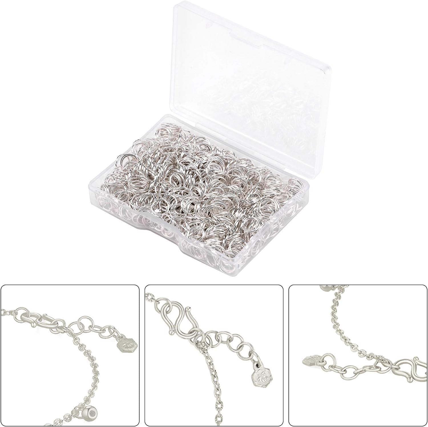 YBVABE Stainless Steel Jump Rings 10Mm 18 Gauge 2000 Pieces 10X1Mm Open Jump Rings Connectors Chainmail Making Jewellery Findings with Case image number 5