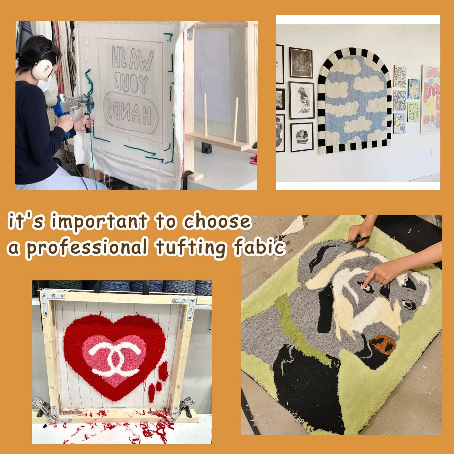 83''X39'' Primary Tufting Cloth with Marked Lines, 70.9''X31.5'' Tufting Rug Backing Fabric, Large Monk Cloth Kit,Rug Tufting Supplies,Rug Making Supplies White