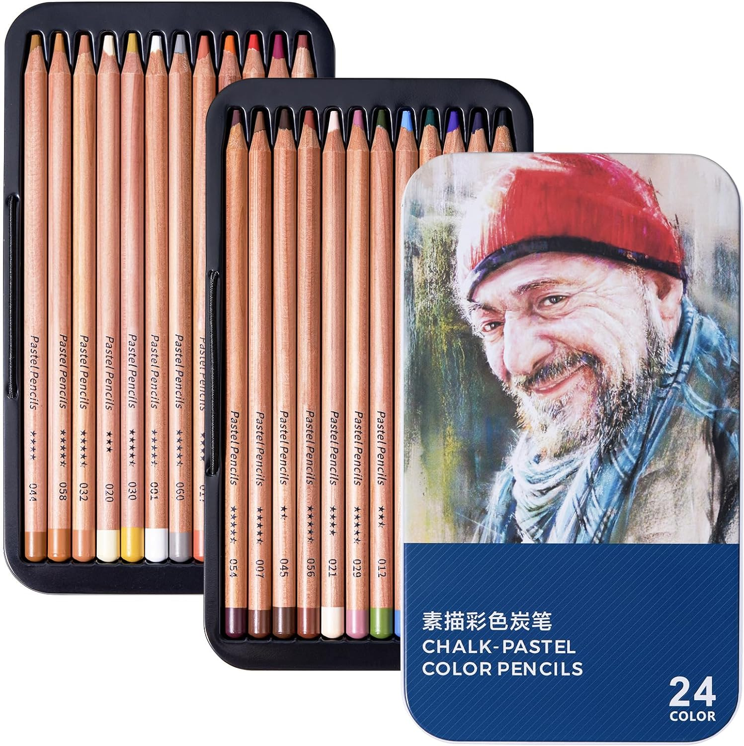 LIGHTWISH Professional Pastel Pencils for Artists Set of 24 Colors for Portrait Painting and More -Ideal for Mixed Media Layering, Blending, and Mark Making as Well as Traditional Paste Painting image number 1