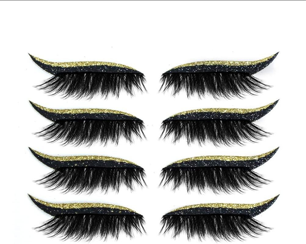 Fashion Reusable Eyeliner and Eyelash Stickers False Eyelashes Sequin Eye Shadow Blue