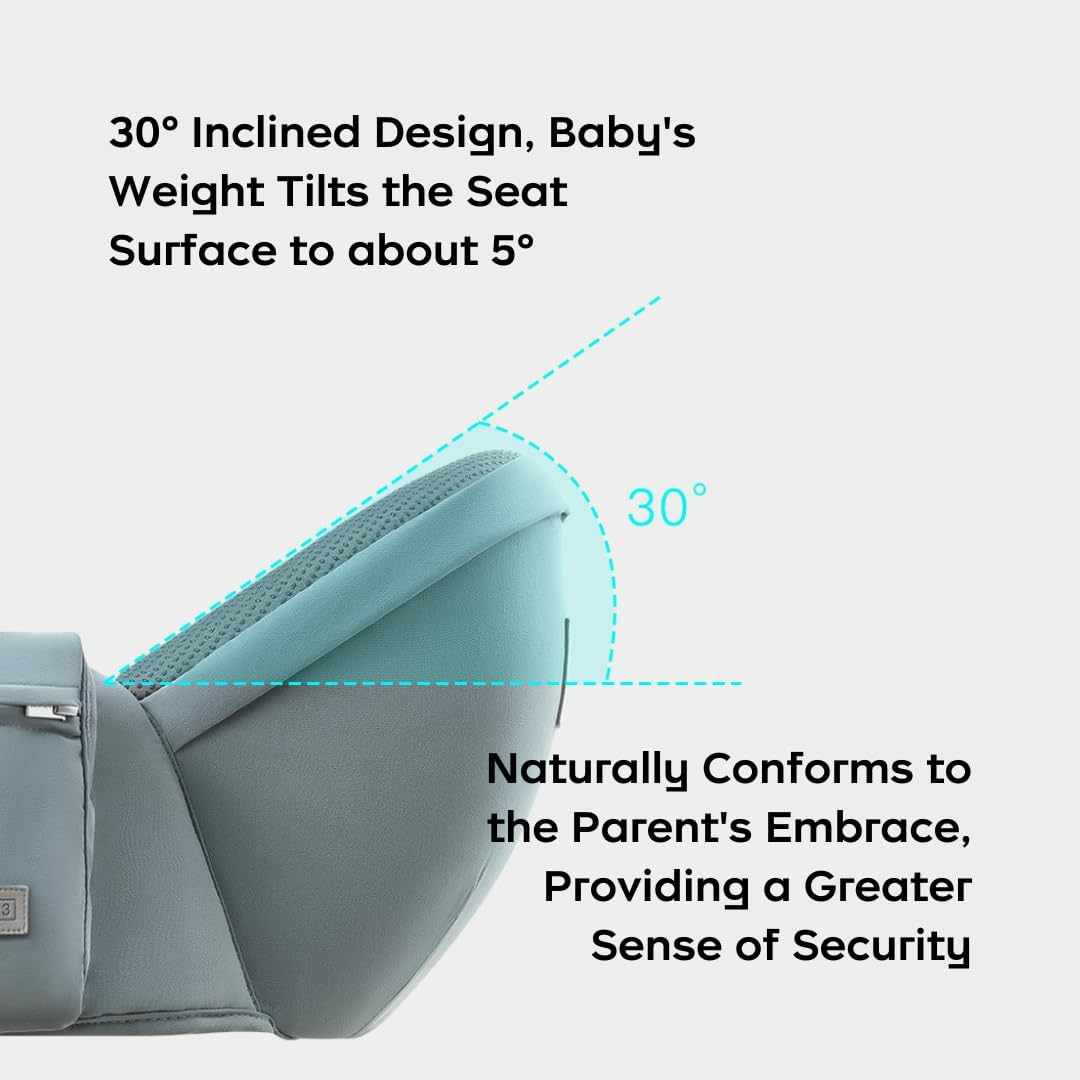 Bc Babycare Baby Hip Seat with Soft Cotton Material, 30 Degree Incline, Shock Absorption and Anti-Slip Design Hip Carrier (Pink) - Blue image number 4