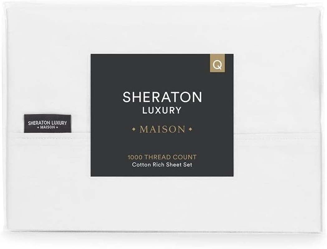 Sheraton Luxury 1000 TC Cotton Rich Sheet Set King Bed White