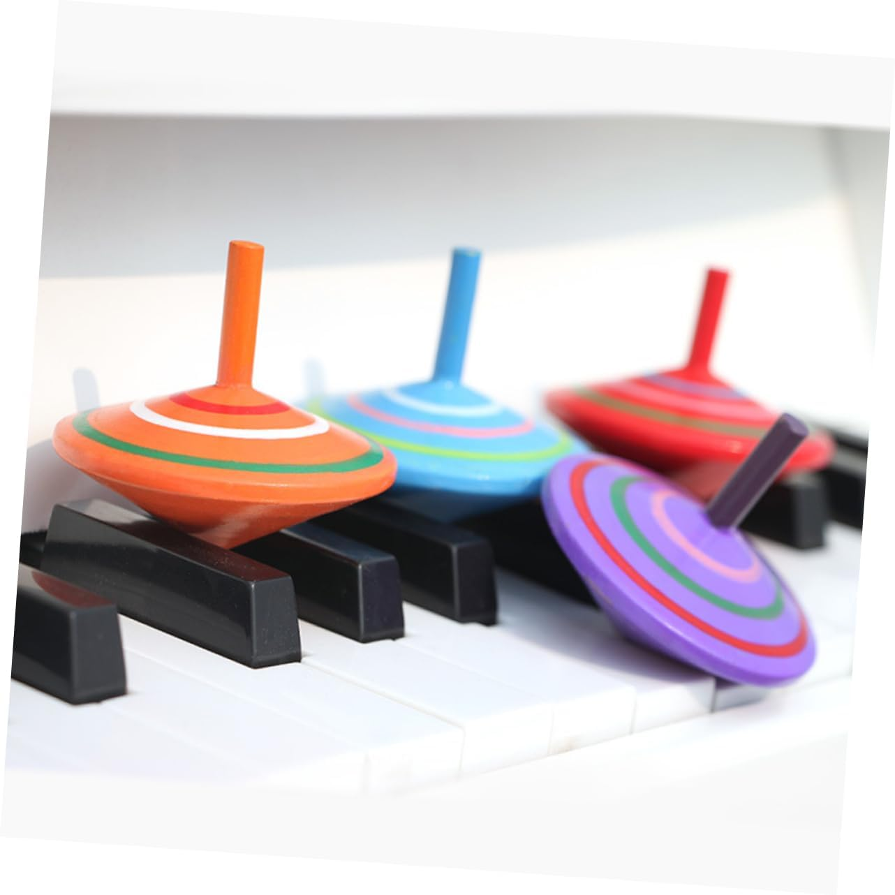 Totority 5 Pack Wooden Spinning Top Toys for Kids Educational Kids Top Toy Set Random Color