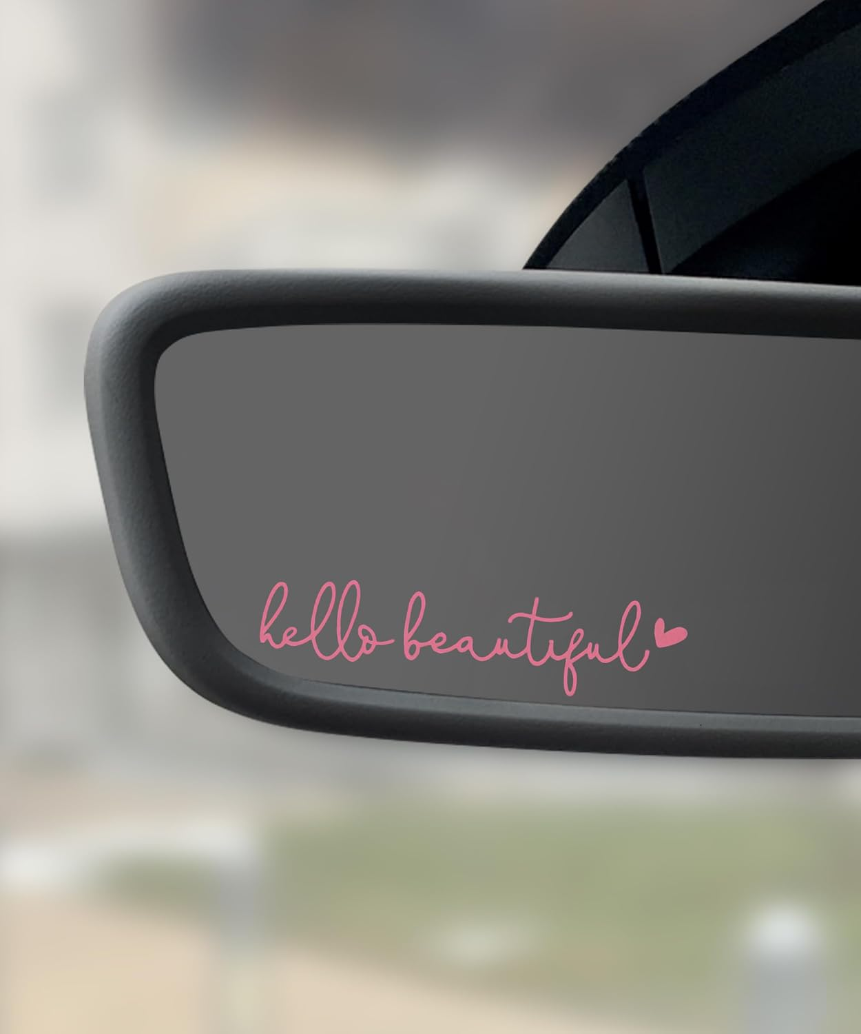 Car Decals,Car Window Decals,Decals for Vehicles,Car Accessories Car Window Stickers,Self Affirmations Decal,Hello Beautiful Mirror Decal,Rear View Mirror Sticker,Car Stickers for Women (Pink)