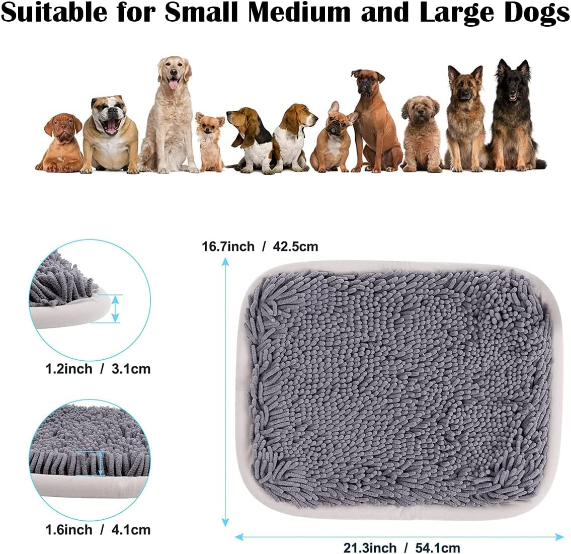 Snuffle Mat for Dogs, 17'' X 21'' Dog Snuffle Mat Interactive Feed Game for Boredom, Encourages Natural Foraging Skills and Stress Relief for Small/Medium/Large Dogs image number 6
