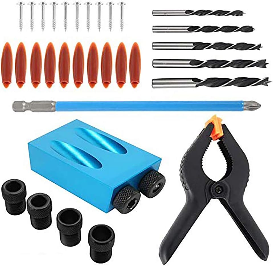 15 Degree Pocket Hole Screw Jig Dowel Drill Joinery Kit Positioner Locator Tool Carpenters Wood Woodwork Guides Joint Angle Tool Carpentry Locator Craft DIY Woodworking Wood 15Pcs image number 1