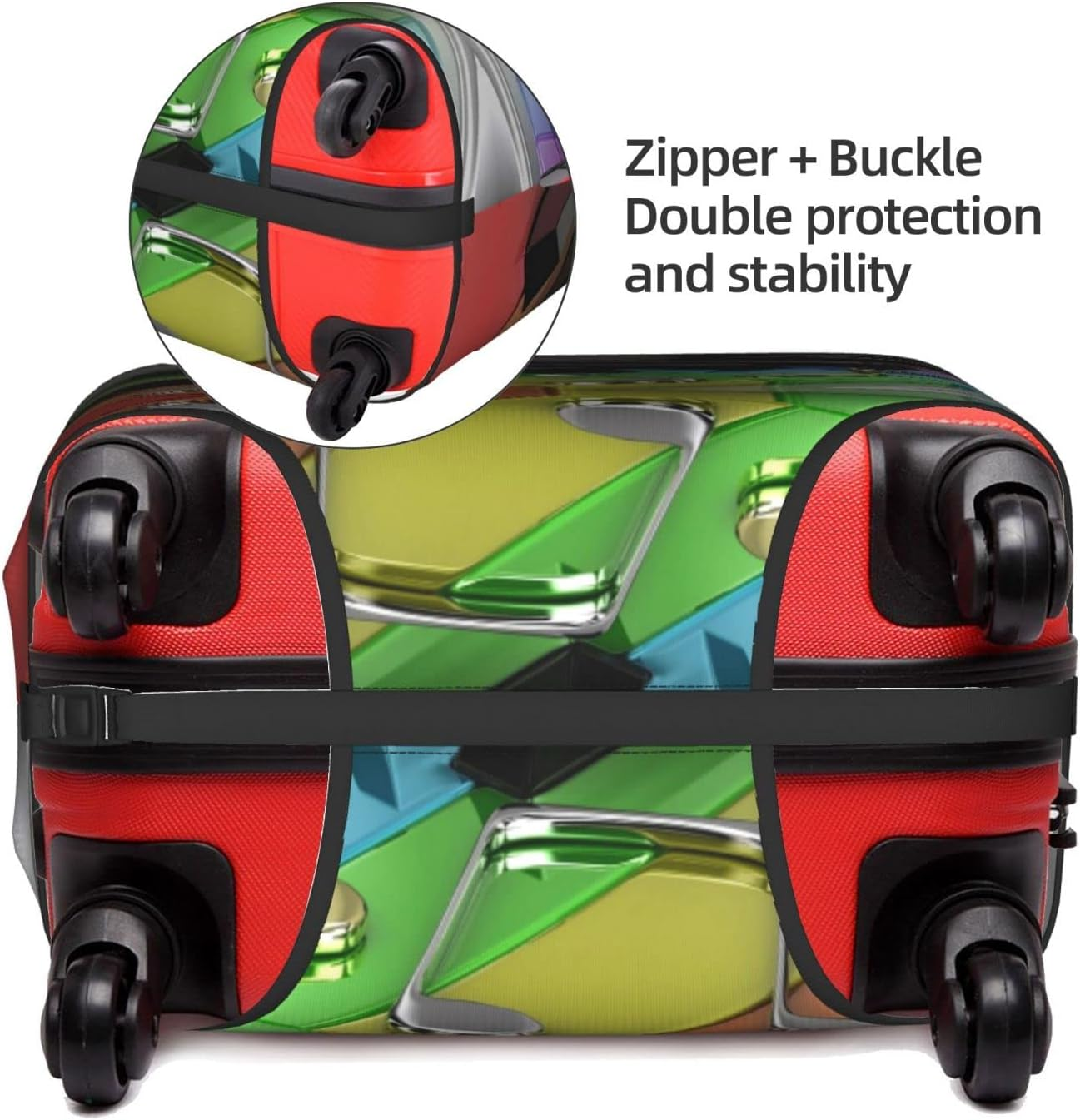 Piano Key Luggage Cover Washable Suitcase Protector Anti-Scratch Suitcase Cover Fits 18-32 Inch Luggage image number 3