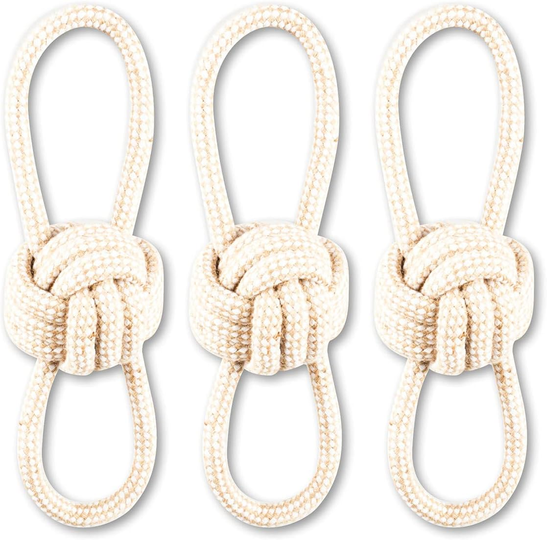 [3PCE] Pet Basic Rope Dog Toys, Natural Cotton, Thick Tug Fetch Play, Lightweight and Soft, Safe and Non Toxic, Ideal for Play at Home, Parks, Beaches, Provides Quality Play Time for You and Your Dog (30Cm) image number 1