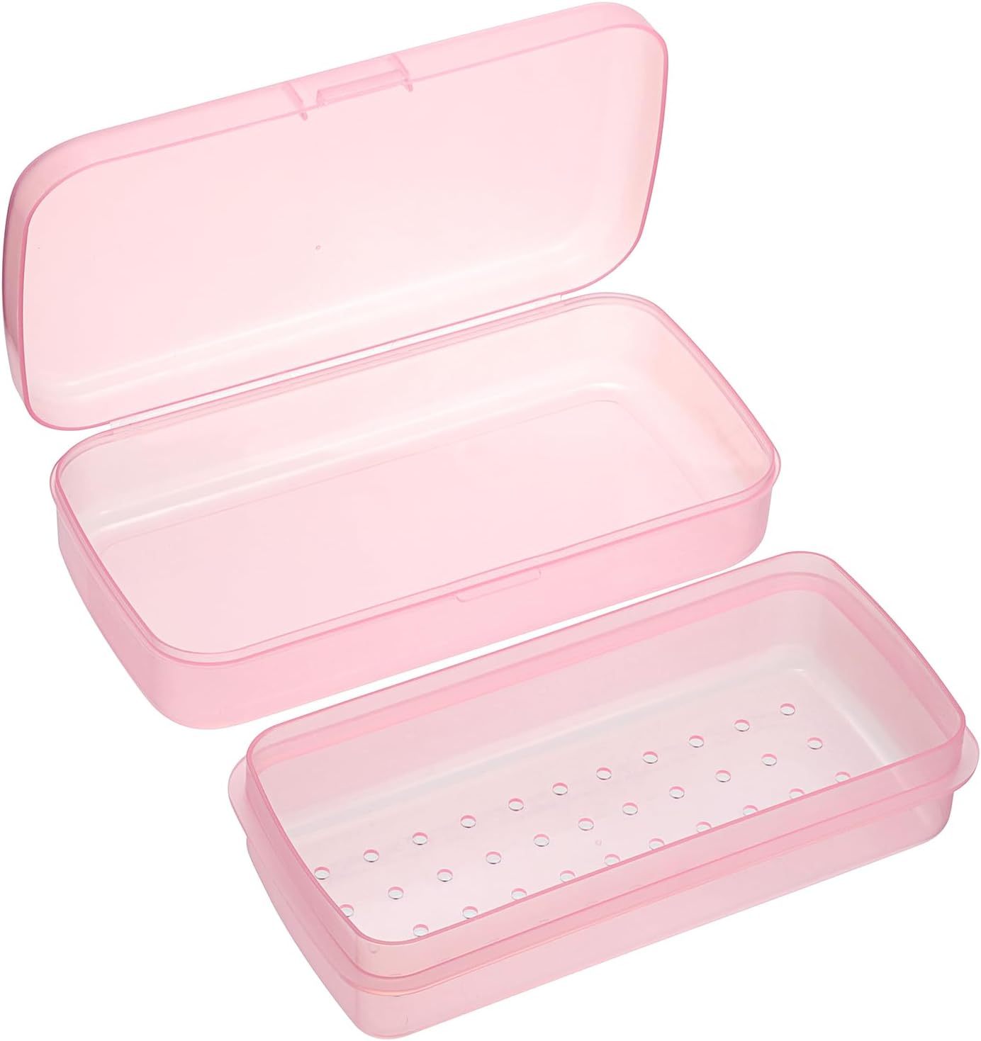 JUXYES Plastic Sterilizing Tray for Nail Art Accessories Tools, Portable Nail Art Tool Sterilizer Tray with Strainer, Fully Transparent Storage Box Organizer for Tweezer, Manicure Tools