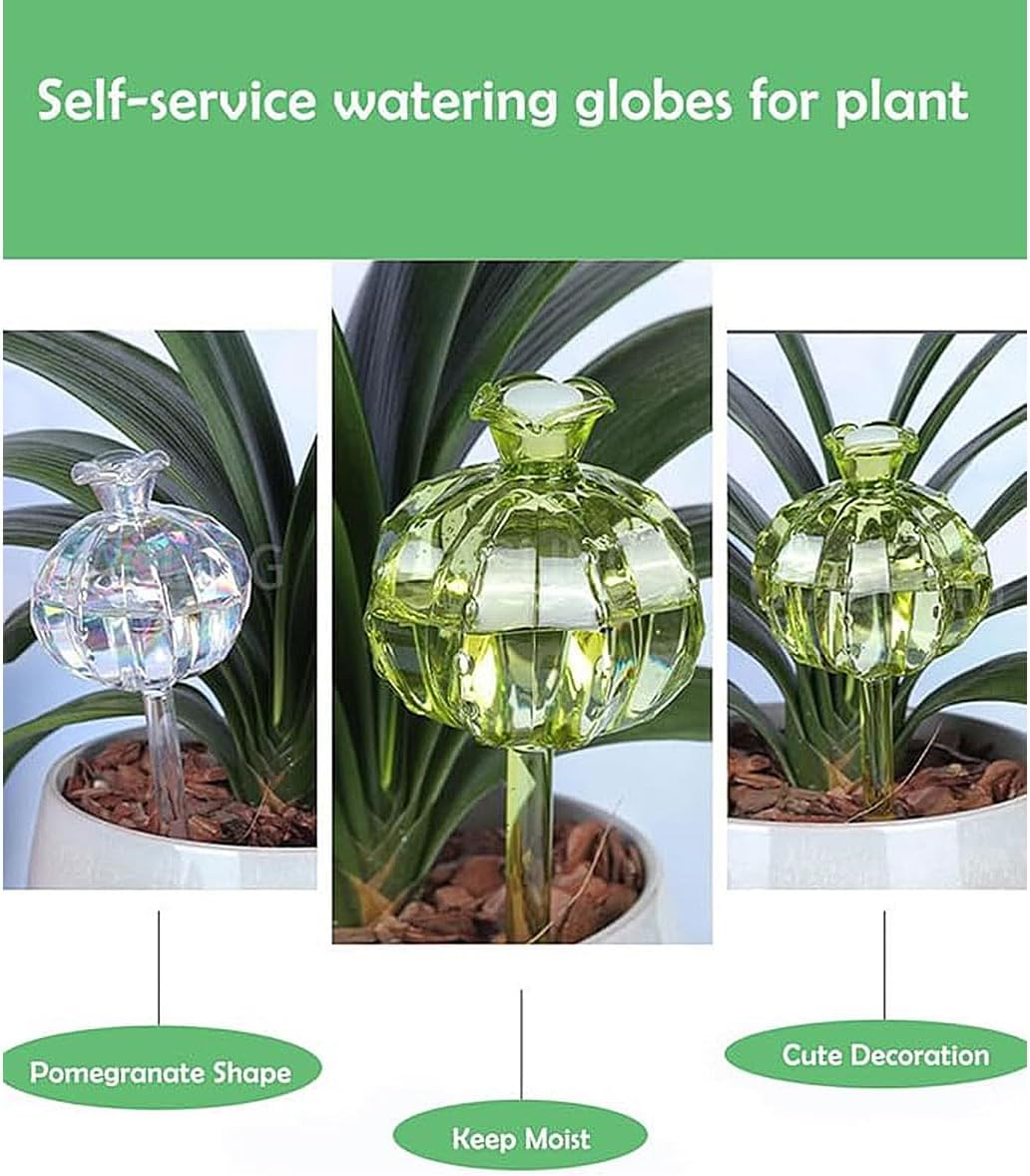 AIMALL Automatic Glass Watering Globes for Plants, 2-Pack 9-Inch Decorative Self-Watering Bulbs, Drip Irrigation for Indoor and Outdoor Potted Flowers and Succulents