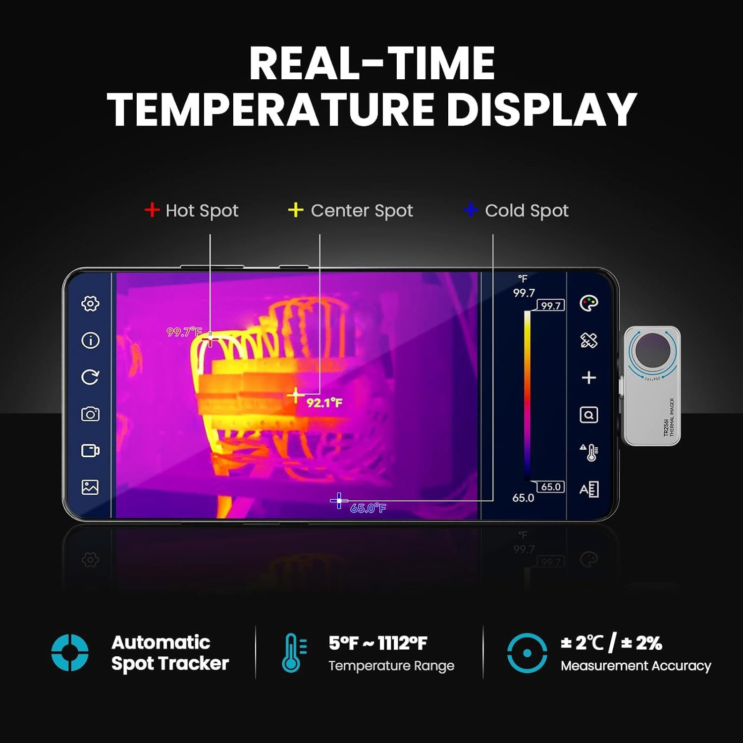 Mileseey Tr256I Thermal Imaging Camera for Android, 256X192 Resolution, 25Hz Refresh Rate, -20&deg;C to 350&deg;C Temp Range, Thermal Imager for Smartphones USB-C image number 4
