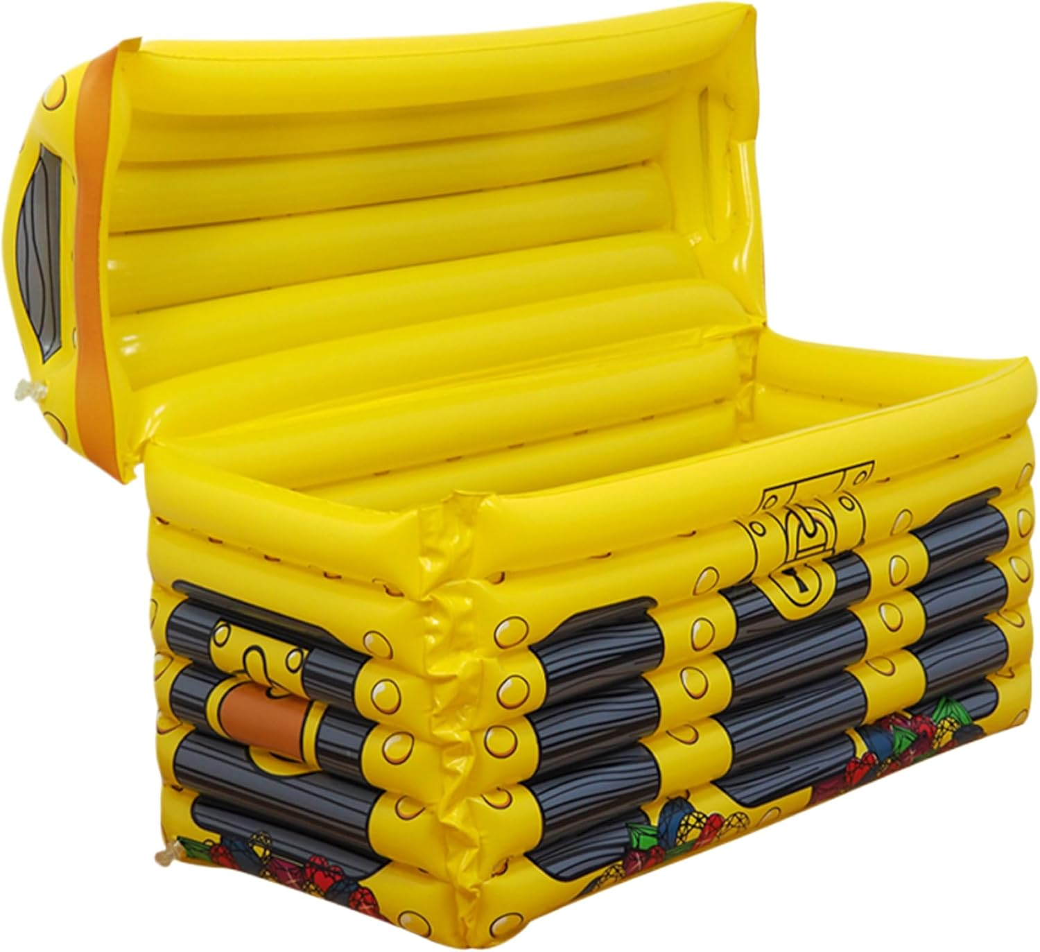 Pirate Treasure Chest Cooler 23.6X11.8X15 in PVC Inflatable Cooler with Valve Large Capacity Food Drink for Party Pool Beach Pinic Camping image number 4