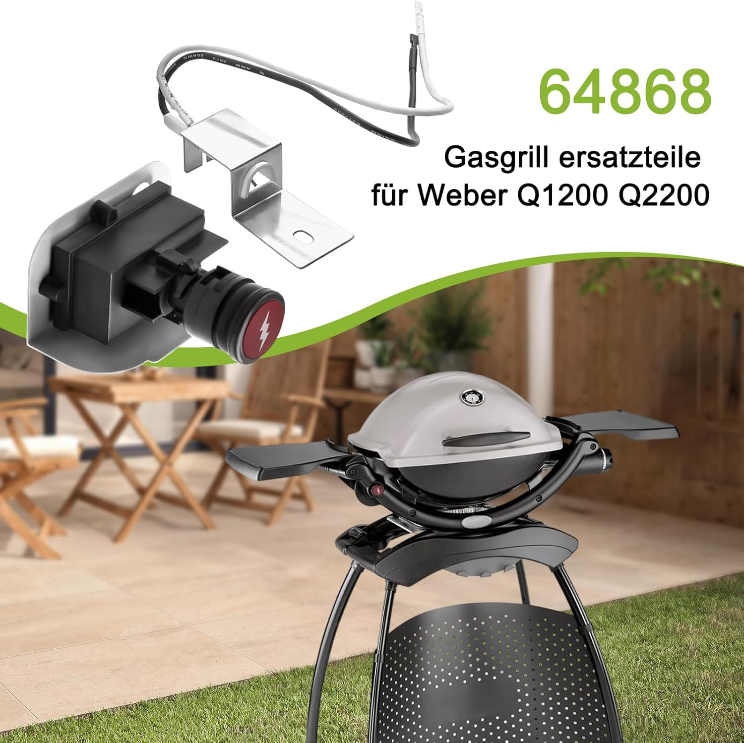 Electronic Igniter Kit for Weber Q1200 Q2200 64868, Replacement Ignition Kit with Front Burner Knobs, Grill Lighter for Weber Grill, Gas Grill Replacement Parts image number 5