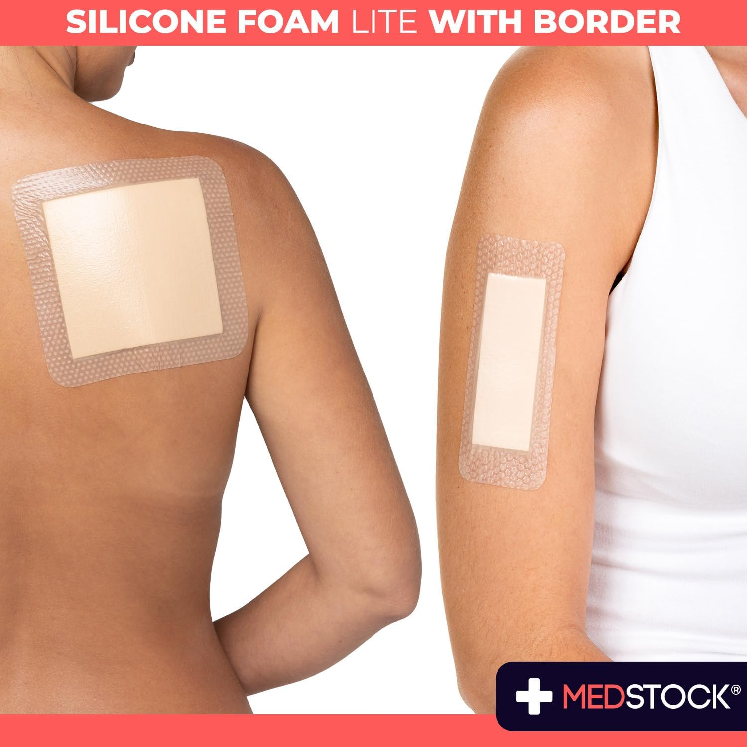 MEDSTOCK Silicone Foam Lite Dressing with Border, 5Cm X 5Cm, 10 Count, Comfortable Healing for Wounds, Waterproof, Gentle & Secure Adhesion image number 4