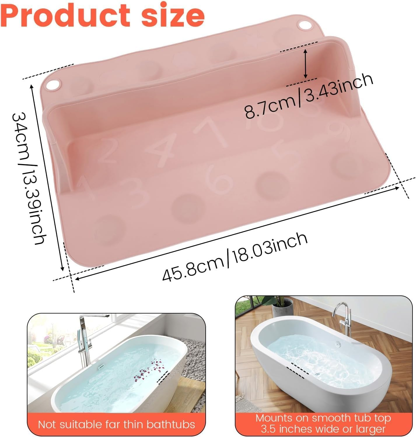 Limcryspp Bathtub Splash Guard, Silicone Children'S Bathtub Rack and Baby Bath Toys, Bathtub Water Protection Rack, Suitable for Young Children and Babies in (Pink) image number 6
