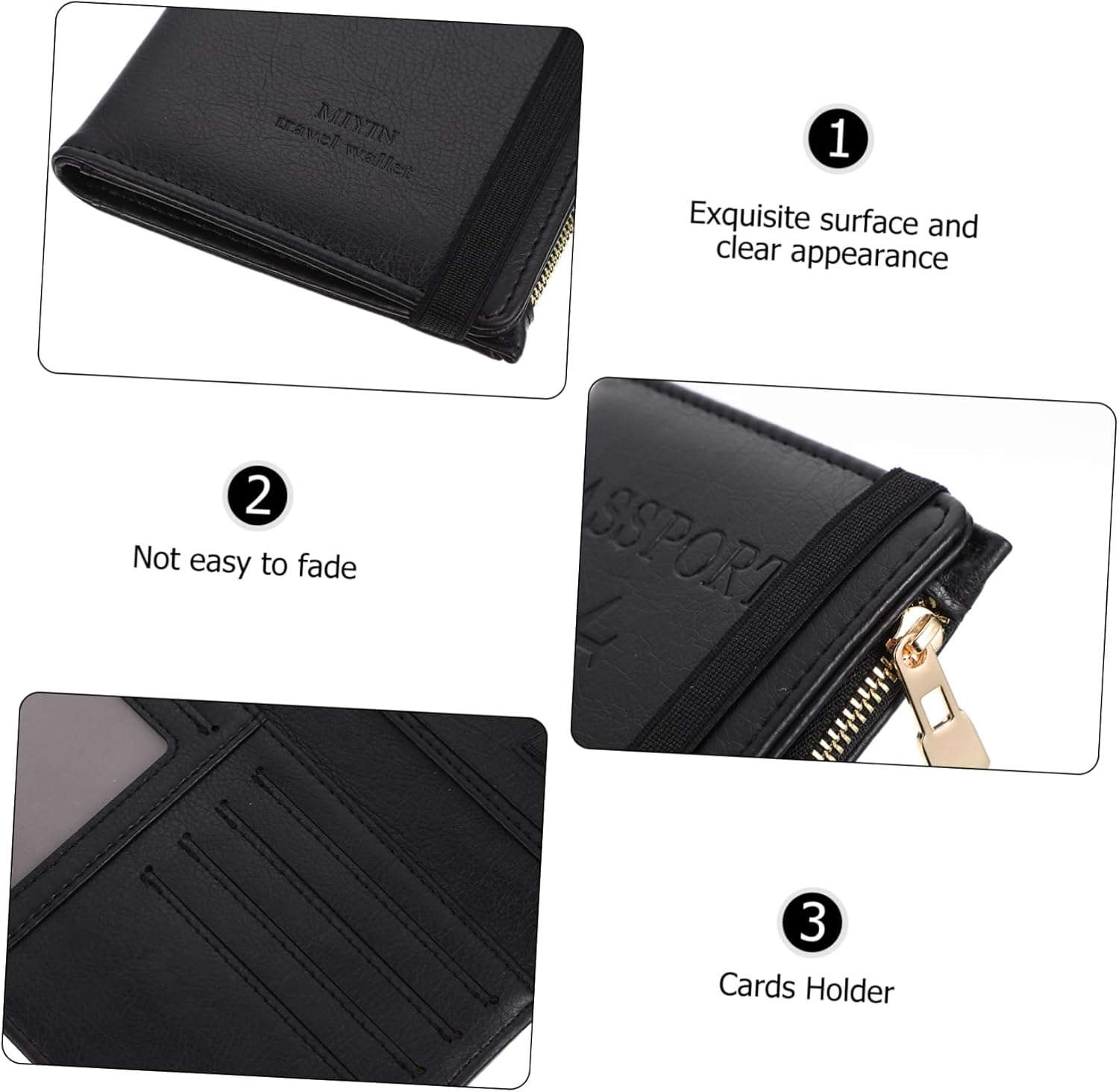 VALICLUD Passport Bag RFID Cards Protector Passport Holder Cards Cover Travel Wallet Holder for Airport Trip - Dark Grey image number 7