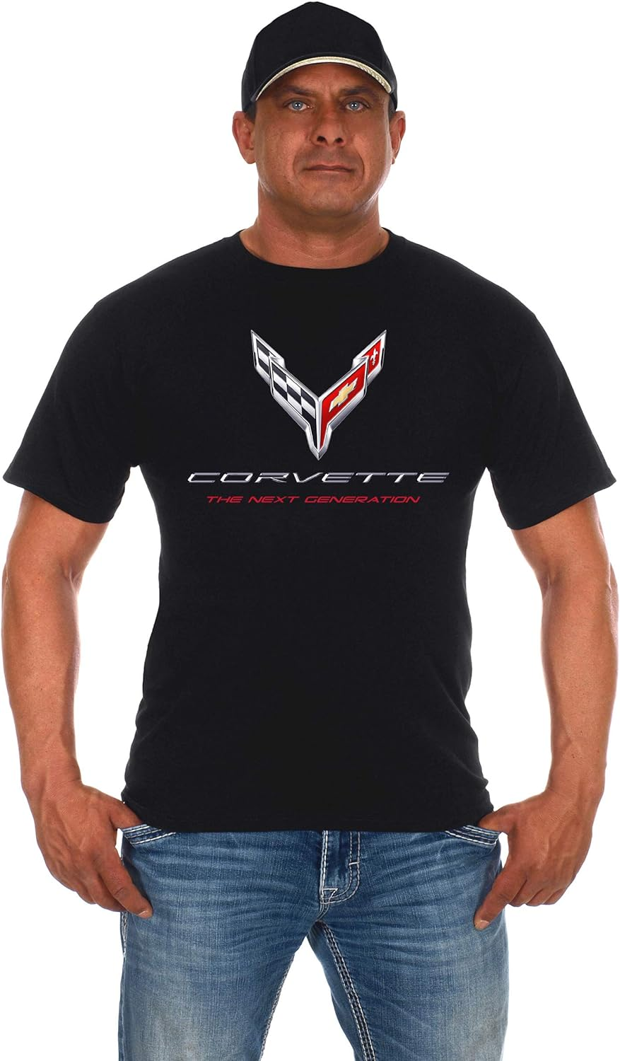 JH DESIGN GROUP Mens Chevy Corvette T-Shirt C8 Logo the Next Generation Black Crew Neck Shirt image number 5