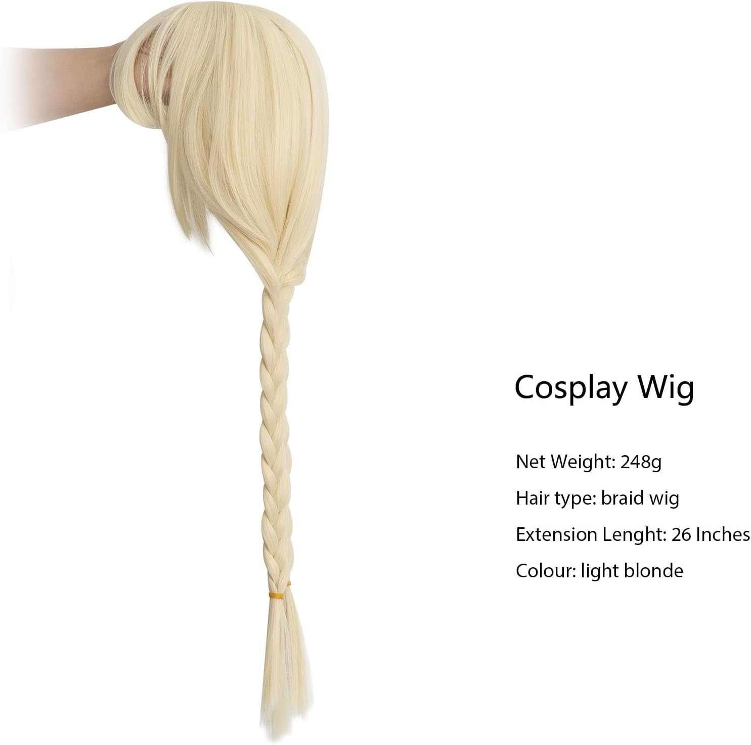 Luxiremi 26 Inch Long Blonde Braided Wigs for Women and Girls for Fancy Dress for Wednesday Addams Halloween Costume Cosplay Wig image number 2