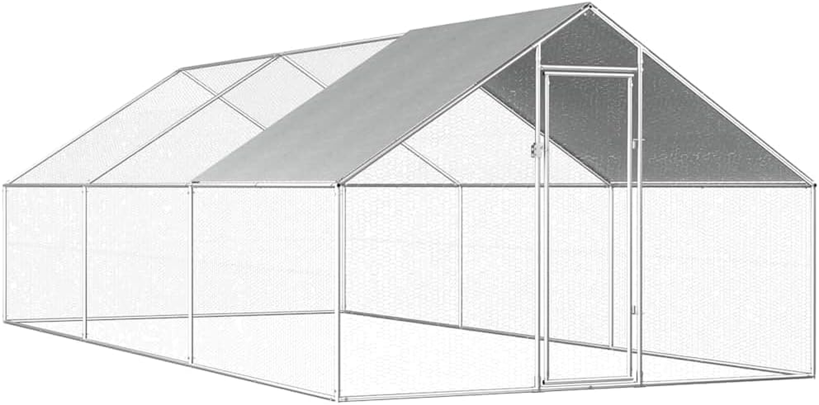 Vidaxl Outdoor Galvanized Steel Chicken Cage Enclosure - 2.75X4X1.92 M with Lockable Latch System, Ideal for Birds and Small Animals