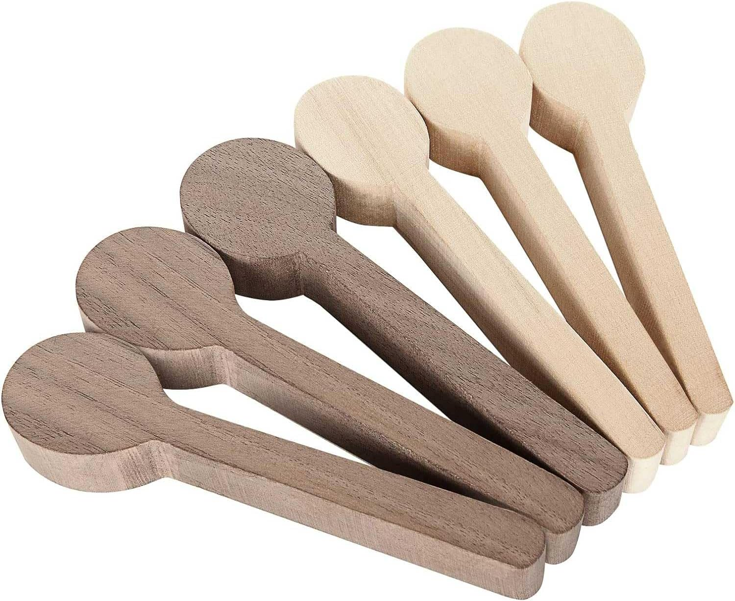 6 Pcs Spoon Carving Wood Blanks, Beech and Walnut Unfinished Wooden Craft for Whittling (6.2X1.6 Inch) image number 3