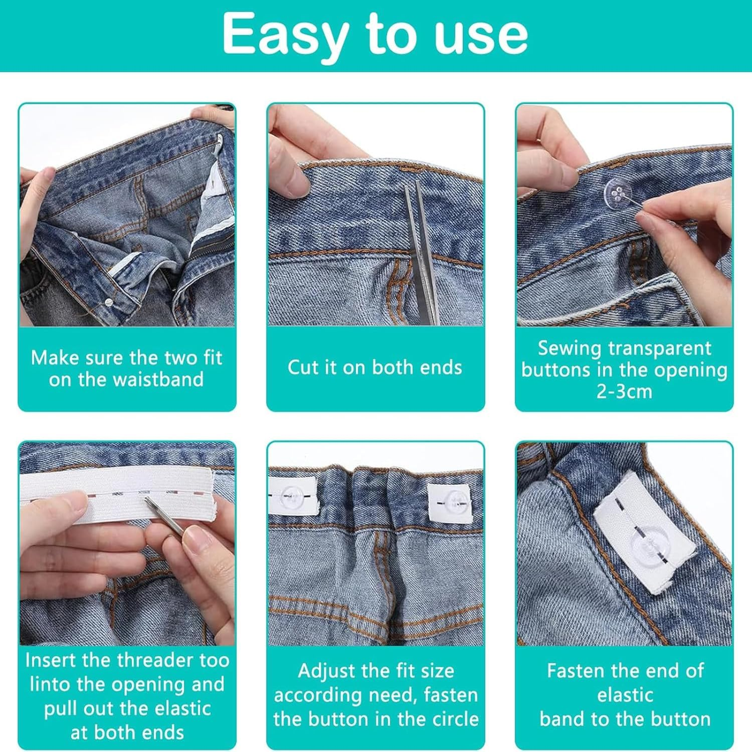 Kids Waist Adjuster Jean Pants Tightener for Waist Button Clips Suitable for Both Men and Women (White) image number 4