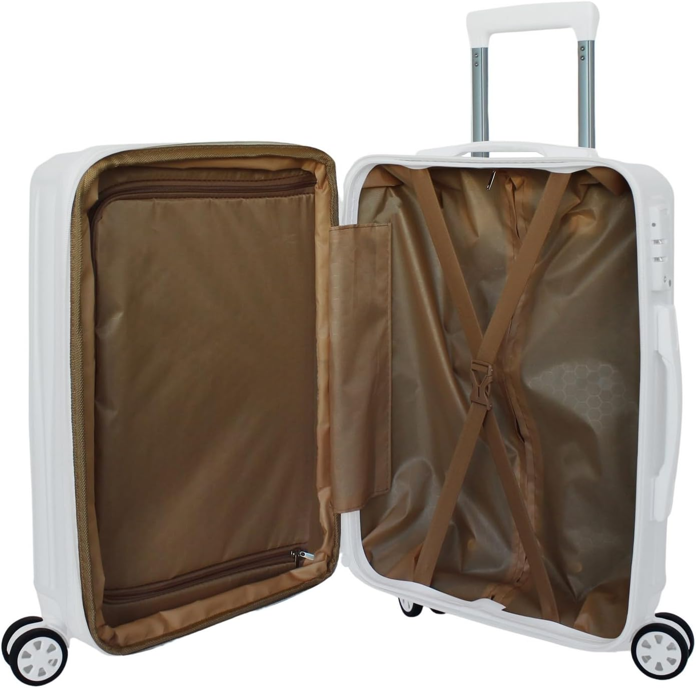 World Traveler Horizons 3-Piece Expandable Spinner Luggage Set, Cream White, Cream White, One_Size, Horizons 3-Piece Expandable Spinner Luggage Set image number 3