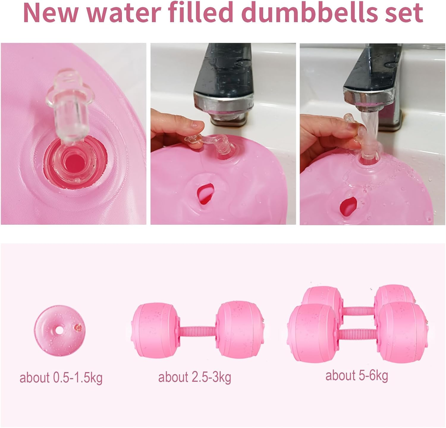 Water Dumbbells Set, Dumbbells Water Fillable, Travel Dumbbells, Adjustable Dumbbell Weight, Portable, for Men and Women - Strength Training - Fitness Training