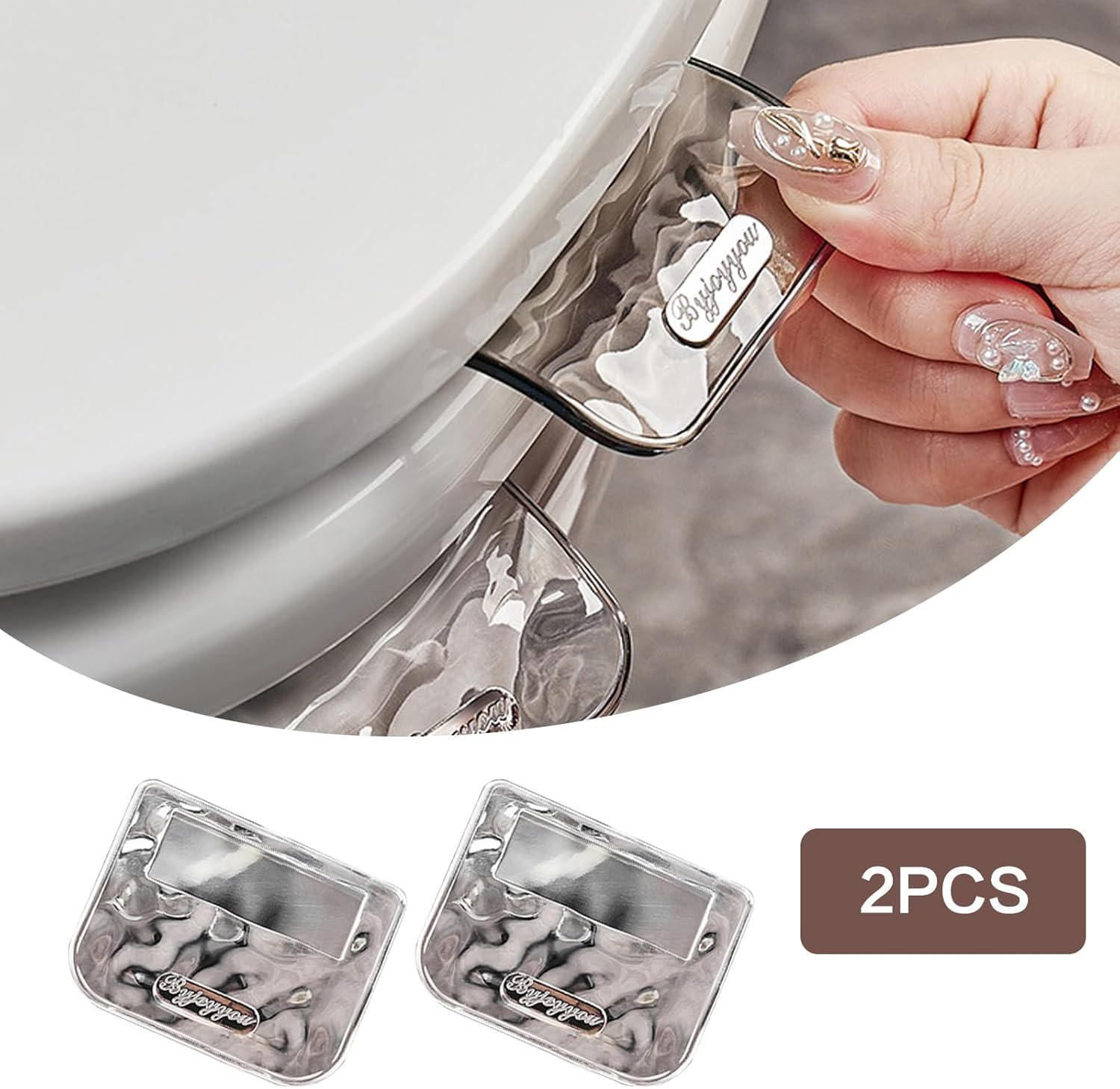 HDBHBH 2-Pack Toilet Seat Handle & Lifter, Toilet Seat Lifter Tab, Avoid Touching - for Home, Office, School, Hotel, Kids (Clear Grey) image number 3