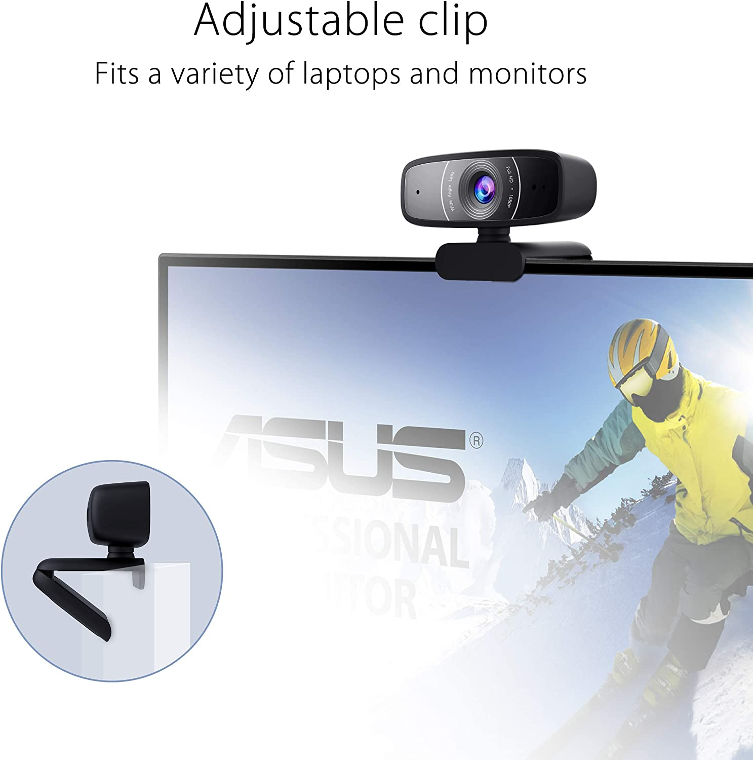 ASUS Webcam C3 1080P HD USB Camera - Beamforming Microphone, Tilt-Adjustable, 360 Degree Rotation, Wide Field of View, Compatible with Skype, Microsoft Teams and Zoom image number 5