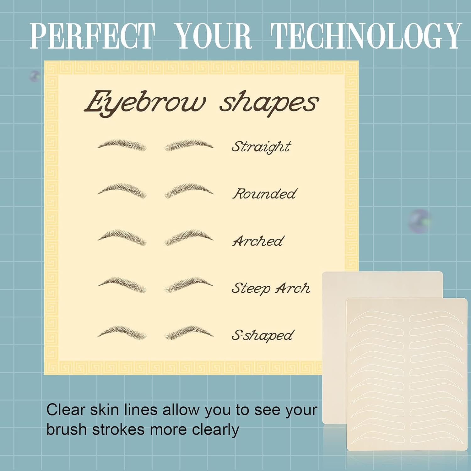 24 Pieces Microblading Practice Skin Double Sided Microblading Supplies Eyebrows Tattoo Fake Practice Skin Silicone No Ink Makeup Silicone Fake Brow Sheet image number 1