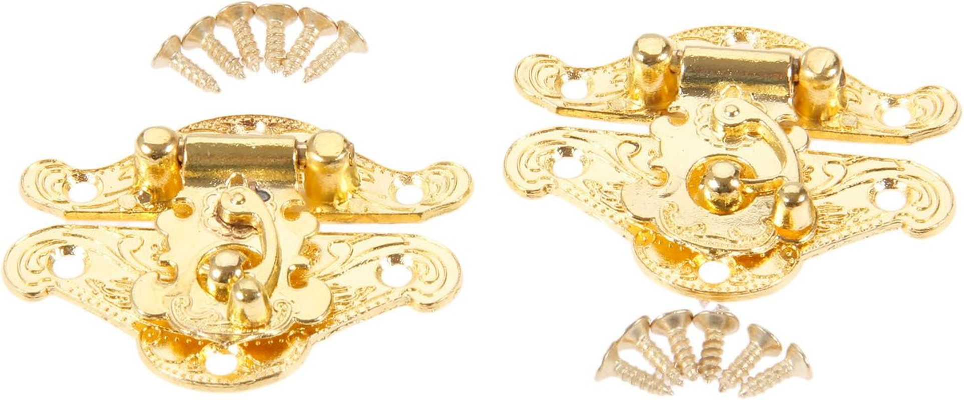 Dophee 2Pcs 1.50"X1.93" Gold Vintage Box Latch Hasps for Jewelry Wooden Box Lock Box Clasp image number 1