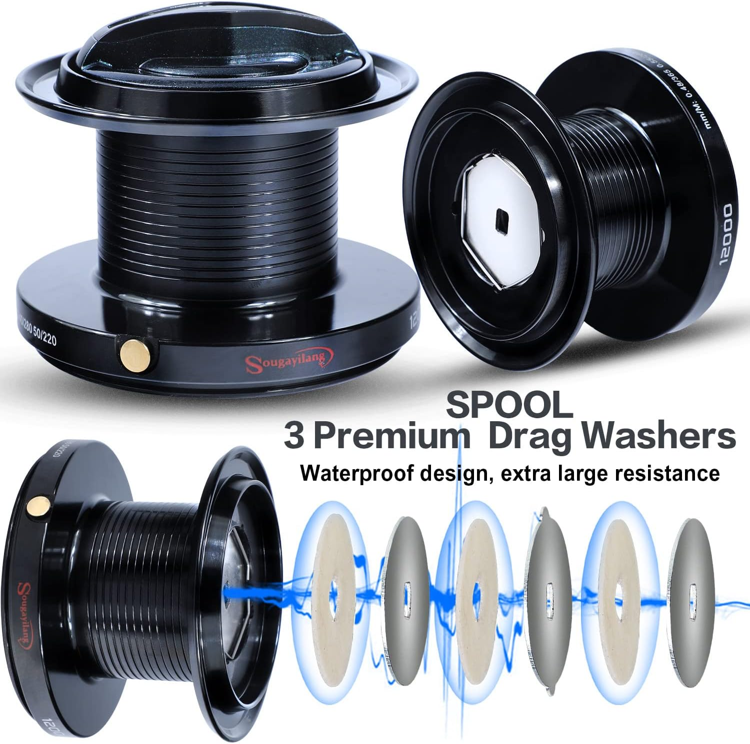 Sougayilang Carp Fishing Reel, Ultra-Powerful Smooth Spinning Reel 13+1BB Metal Body 9000/10000/12000 Surf Fishing Reels for Saltwater and Freshwater image number 1