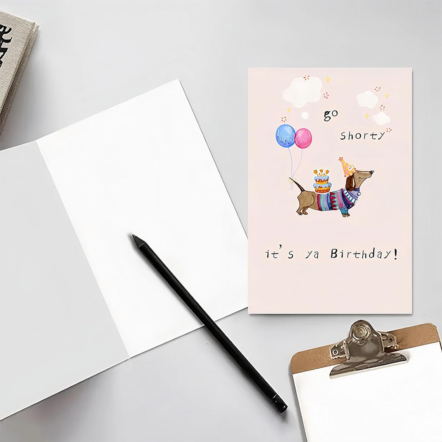 AIQIUQIU Funny Birthday Card Sausage Dog, Funny Card for Men or Women, Perfect Happy Birthday Gifts for Him, Her, Brother Sister & Best Friend- Blank Inside image number 2