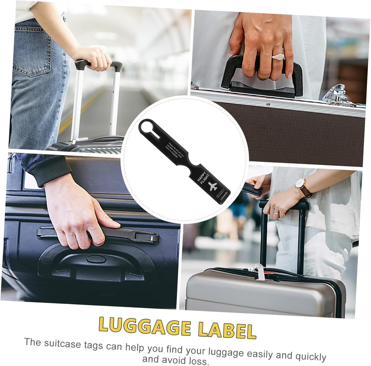 COLLBATH 4Pcs Luggage Tags Travel Tag Luggage Strap Suitcase Id for Baggage Boarding image number 3