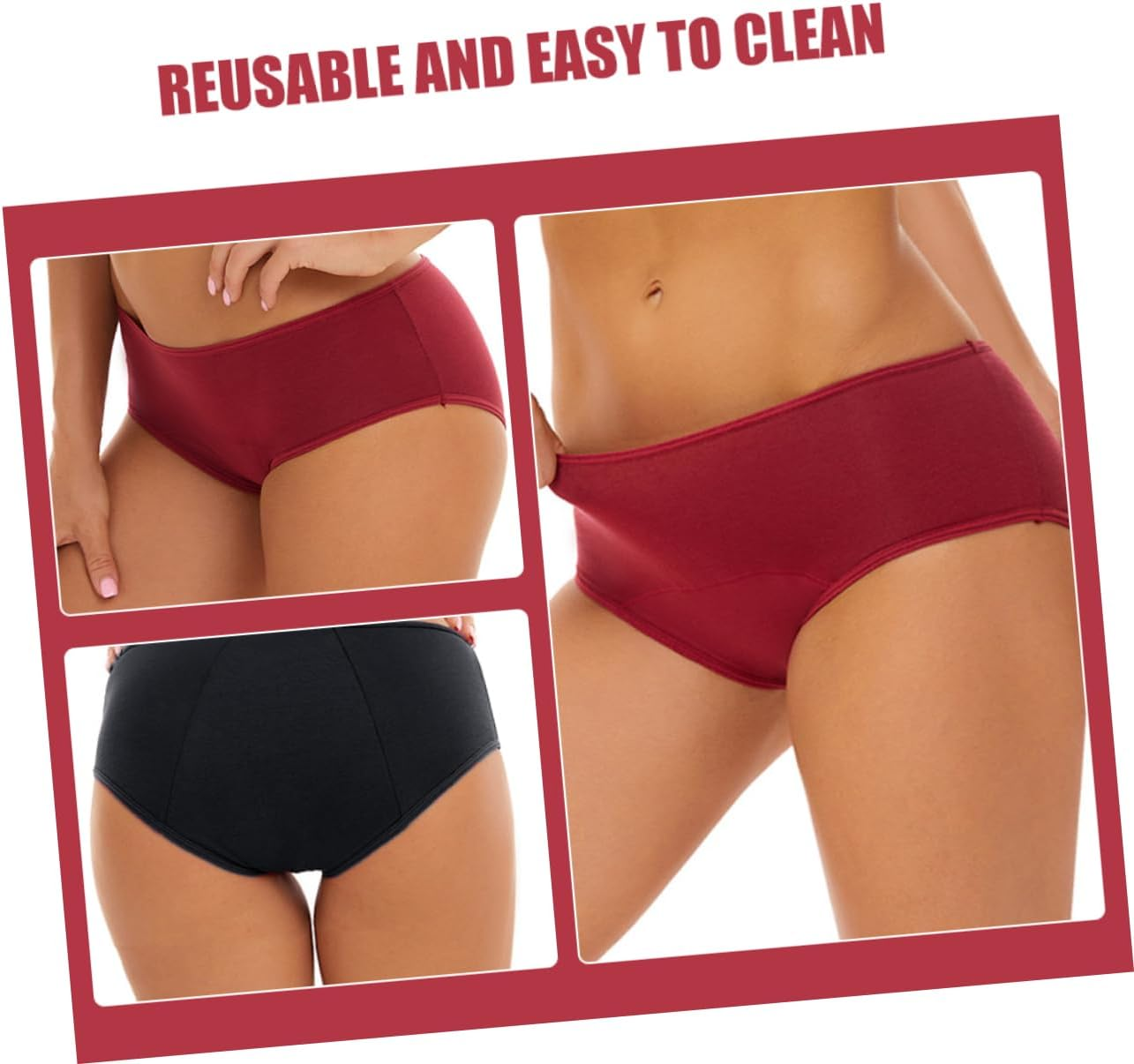 Healeved 3Pcs Heavy Flow Menstrual Panties Leakproof Briefs Washable Cotton Underwear for Women Postpartum Protection image number 4