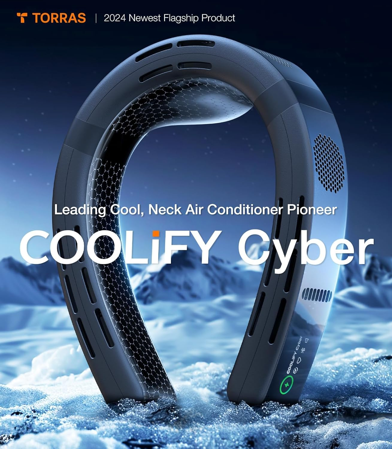 TORRAS [Coolify Cyber・2024 Flagship] Neck Air Conditioner, Ultimate Immersive Cooling Portable Neck Fan Rechargeable with 6000Mah, Neck Cooler Neck Fans That Blow Cold Air for Gifts image number 3