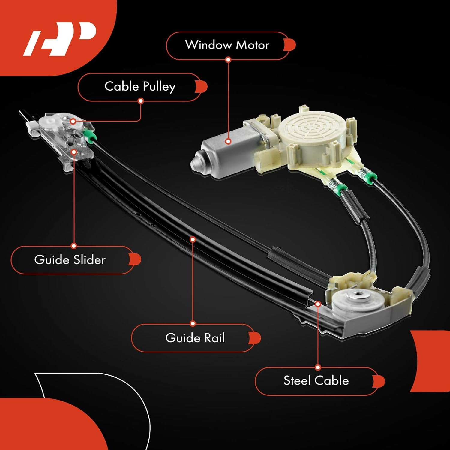 A-Premium Power Window Regulator with Motor for BMW E39 528I 540I 1997-1998 Rear Right Passenger Side