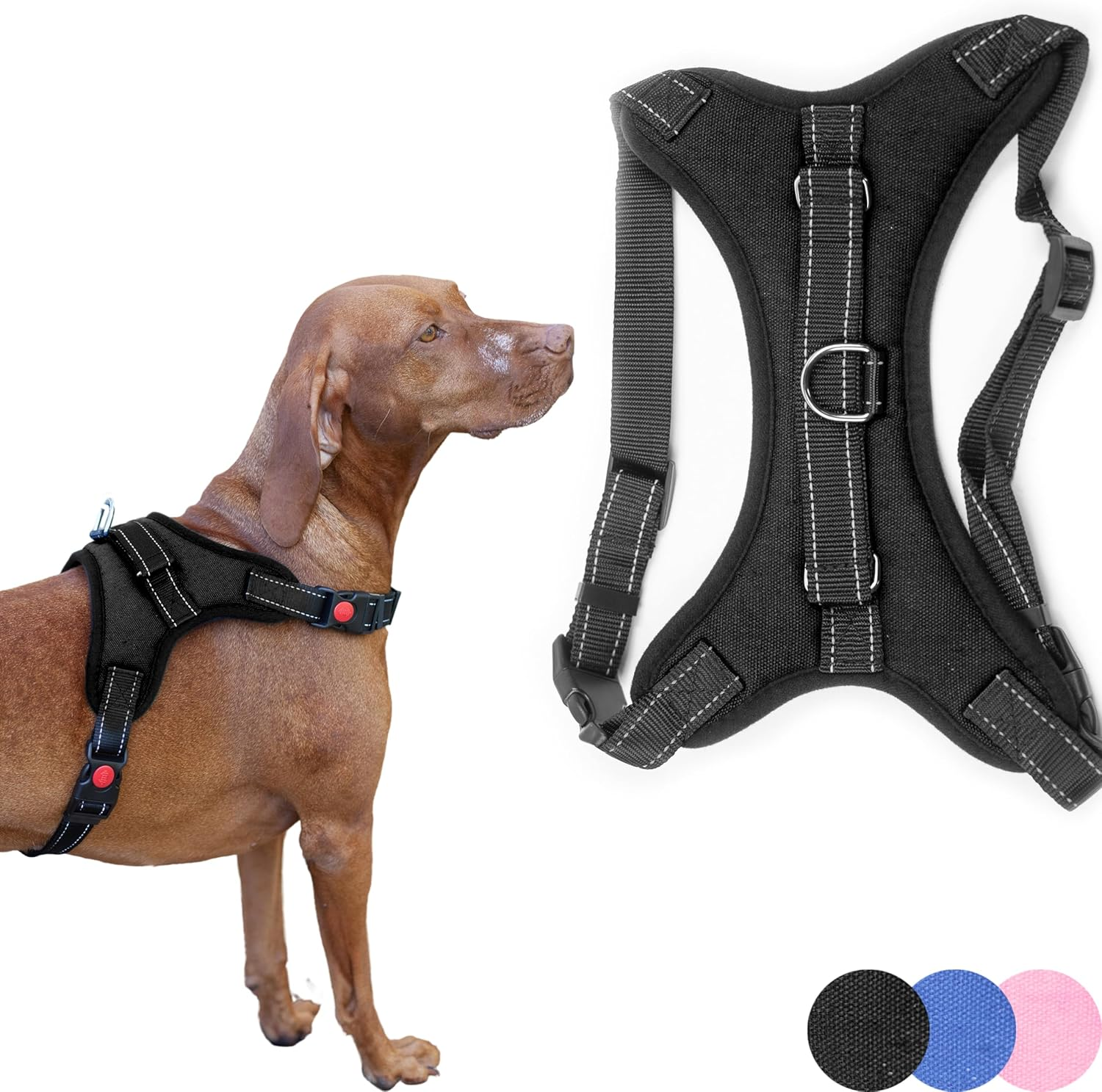 Zenify Pets Dog Harness - Chest Control Grab Adjustable Reflective for Medium Dogs (Pink, Medium)&hellip;