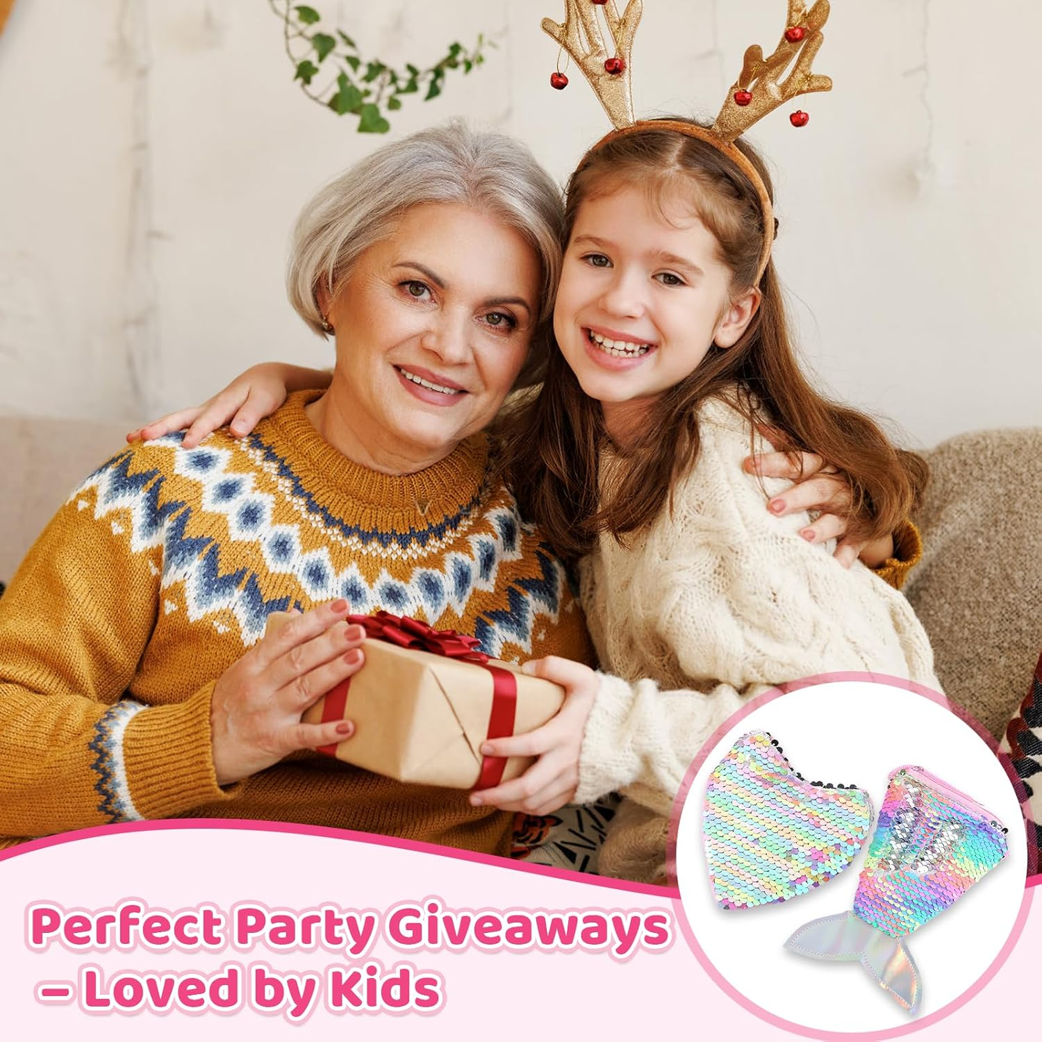 Glowberry 12 Pack Mini Mermaid & Heart Purse for Girls, Zipper Mini Pouch, Party Favours for Kids, Lolly Bag Fillers, Small Bulk Wallets for Birthday Goodie Bags, Classroom Rewards, School Gifts image number 5