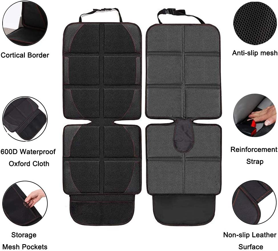 Car Seat Protector Cover for Child Seats COOSOO 2 Pack Child Car Seat Protector with Organizer Pockets Waterproof Baby Car Back Seat Protector Non-Slip Vehicle Seat Mat Protect Leather Car Seats image number 4