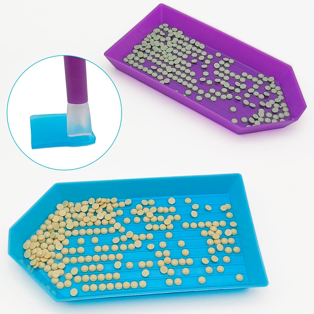 42 Pcs Diamond Art Accessories with Storage Box, Finegood Diamond Art Painting Tool Kits, 6 Diamond Art Pens, 12 Diamond Art Tray, 24 Glue Clay image number 3