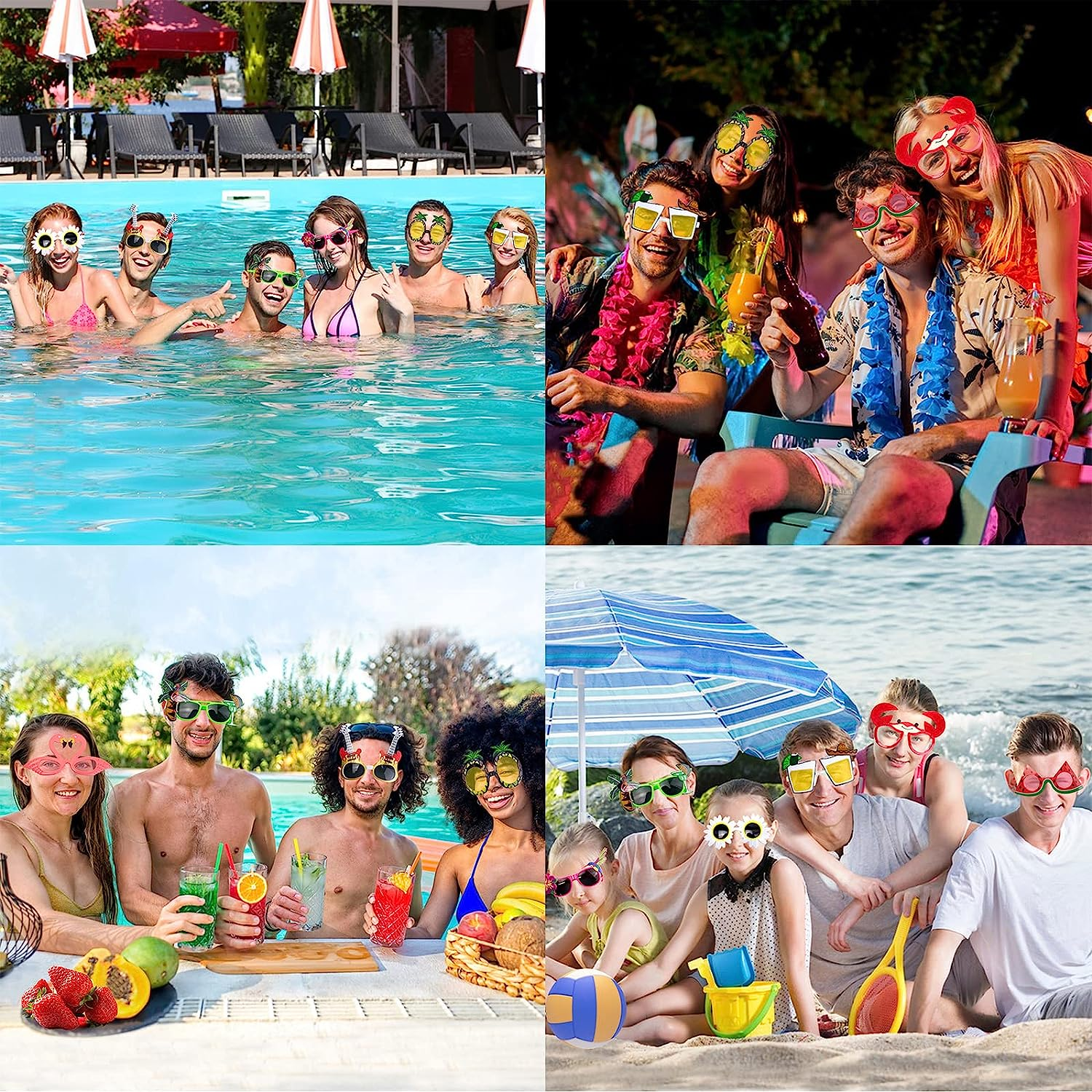 Oundarm 9 Pairs Hawaiian Luau Glasses Tropical Flamingo Pineapple Party Bag Filler Fancy Dress Favors Creative Funny Summer Beach Party Photo Booth Props Novelty Pool Supplies image number 6