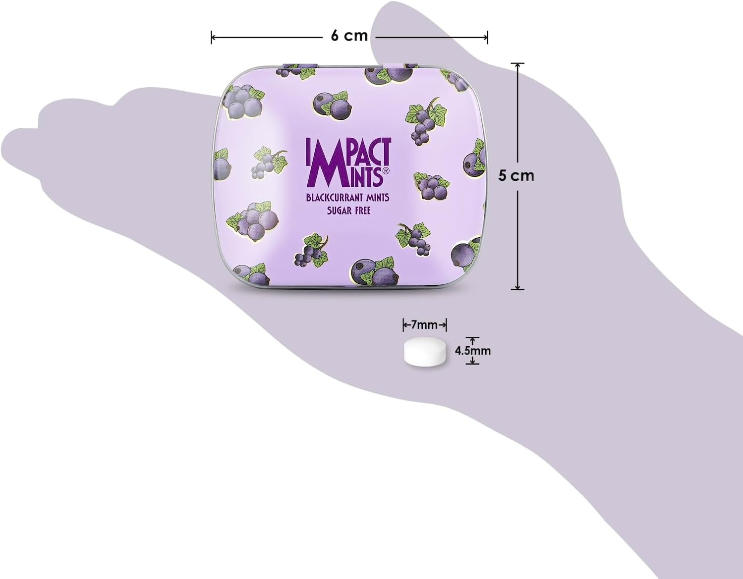 Impact Mints Sugar Free Blackcurrant Candy &ndash; Fruity Breath Freshener Mints, 6 Pocket Tins image number 3