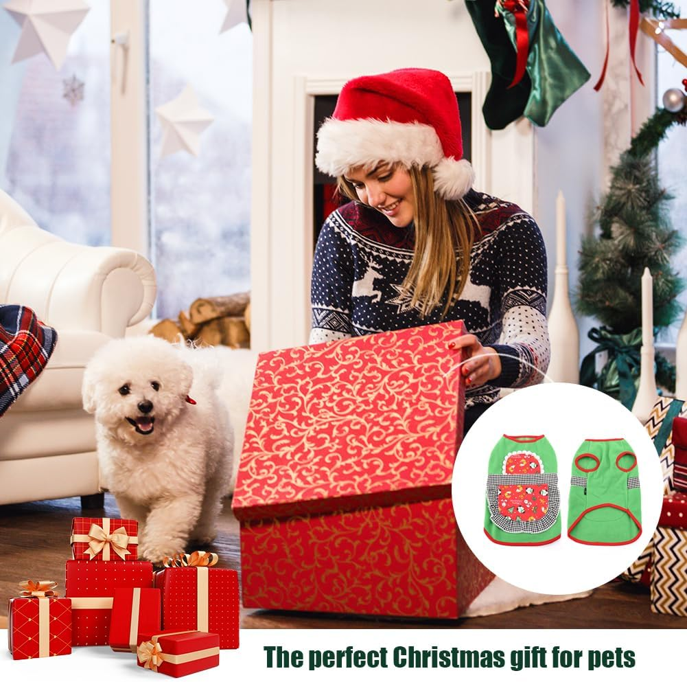 Christmas Jumper Costume for Dogs Red Warm Dog Sweatshirt Cats Christmas Jumper Winter Fleece Jumper Cat Outfit for Chihuahua Poodle Bichon Pomeranian (B) image number 3