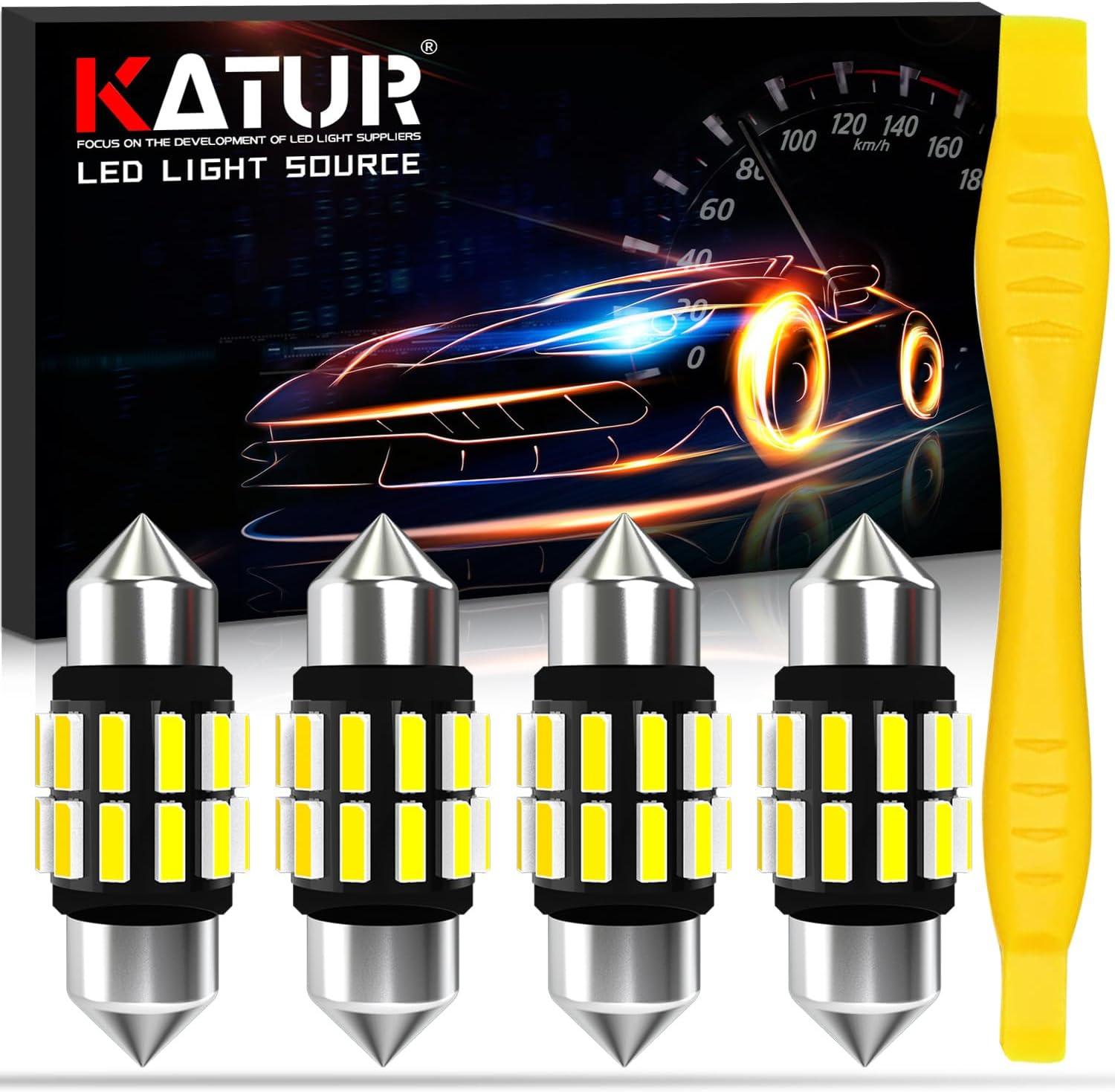 C5W LED Bulb 12V 24V, KATUR 31Mm 1.22'' Festoon LED Canbus 6000K White 3175 DE3175 DE3021 3022 3021 Car Interior Bulbs Dome Courtesy Trunk License Plate Light, 4Pcs