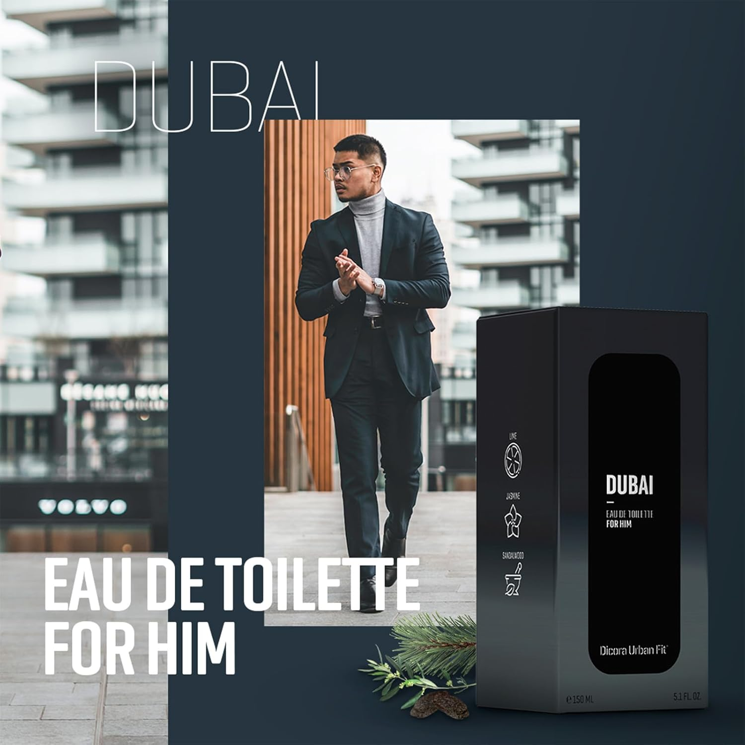 Dubai by Dicora Urban Fit - Cologne for Men - Top Notes of Lime and Grapefruit - Middle Notes of Mint and Jasmine - 5.07 Oz EDT Spray image number 5