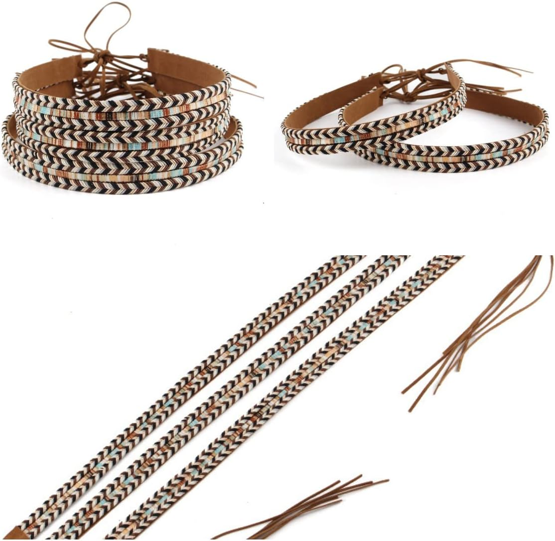 GRNUS Hat Bands for Women Fedora Hat Men Cowboy Cowgirl Hats Handmade Men Belt Accessories Rope Belt - Braid + Gemstone image number 3