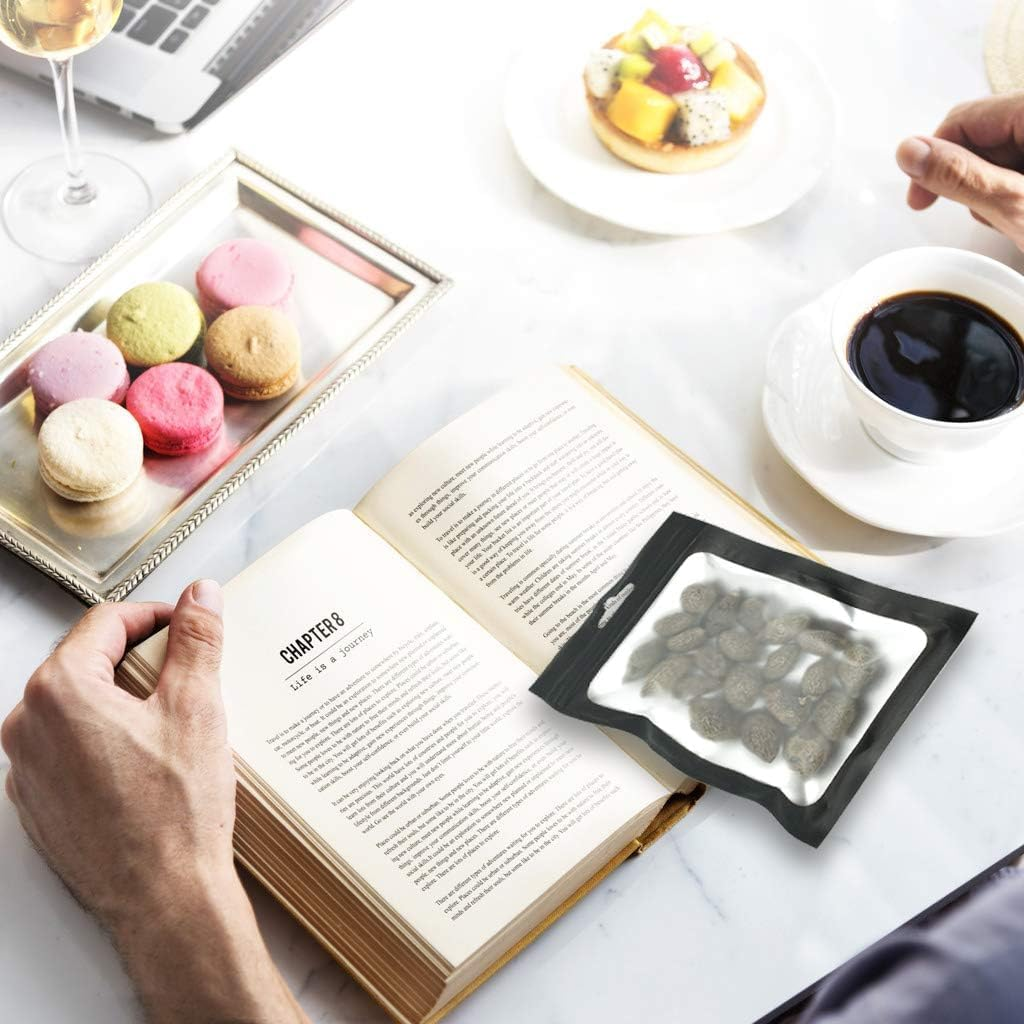 100Pcs Black Mylar Holographic Bags Packaging Bags,Clear Resealable Bag Foil Pouch Bag for Food Storage and Lipgloss,Jewelry,Eyelash Packaging for Small Business（16X24 Cm) image number 4