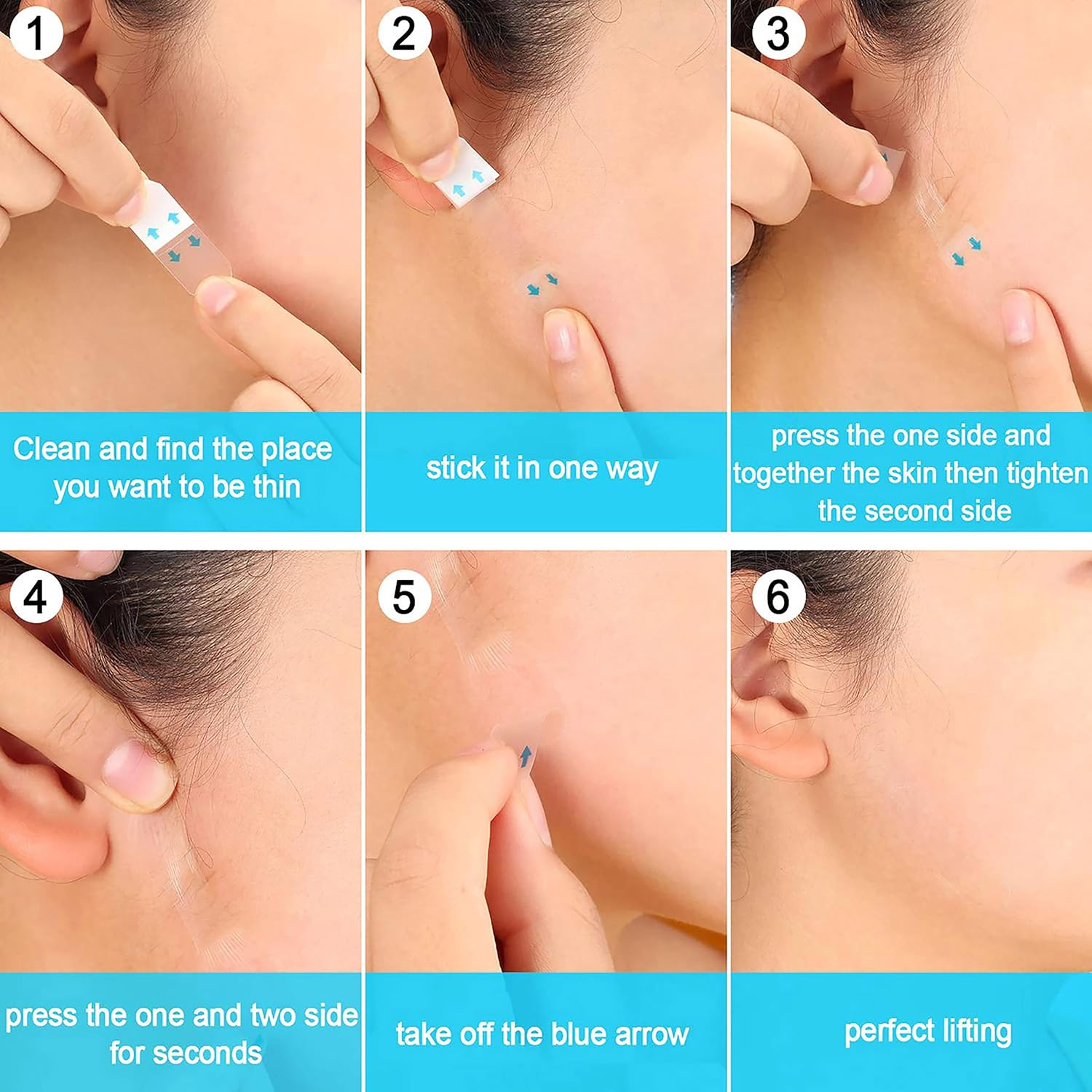 200 Pieces Face Lifting Sticker Face Lift Tape Invisible Thin Face Stickers V-Shape Face Lift Tape Make-Up Face Lift Tools for Face image number 4