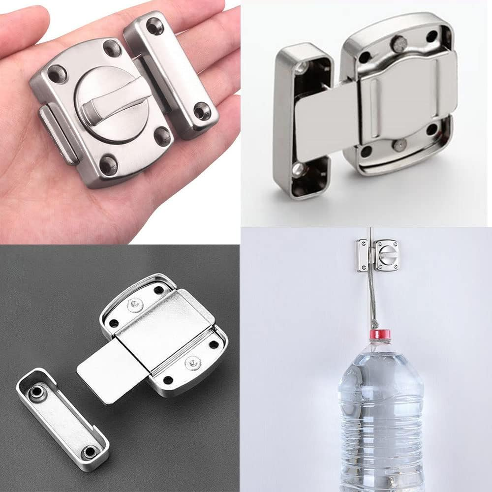 Bolt Latch Bedroom Anti-Lock Buckle Bedroom Door Lock Anti-Theft Door Lock Safety Push-Pull Exposed Bathroom Door Bolt, Suitable for All Kinds of Swing Doors (Brushed Silver) - 1 Lock image number 6